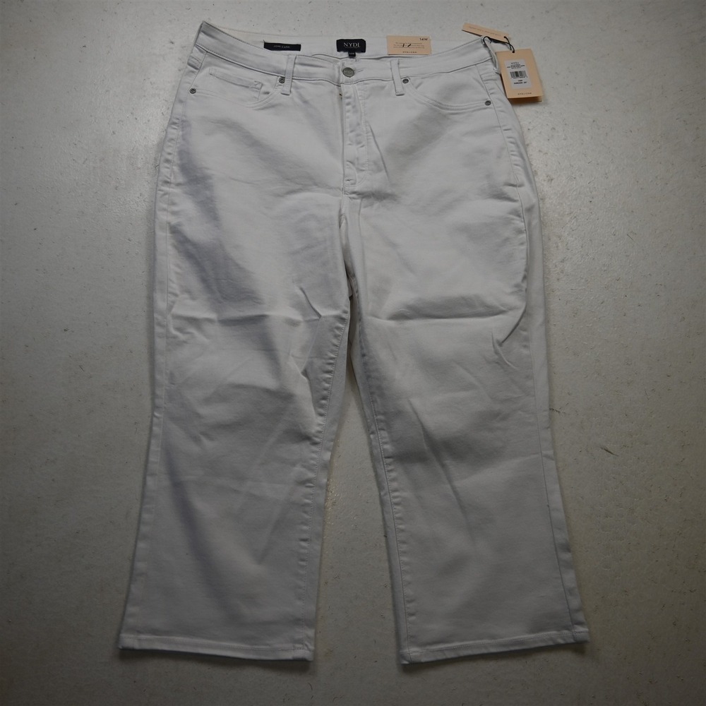 NEW NYDJ 14W High Rise Joni Capri White Stretch Denim Womens Jeans